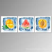 Art de toile de toile de fruits pour la salle de cuisine / Ensemble d&#39;art en toile de fruits surgelés de 3 / Triptych Print Print